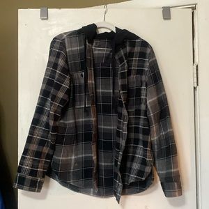 Plaid flannel with hood